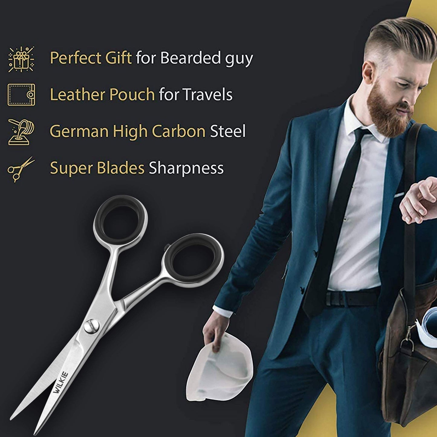 - WILKIE Professional Beard Scissors for Men | Moustache & Beard Trimming Scissors