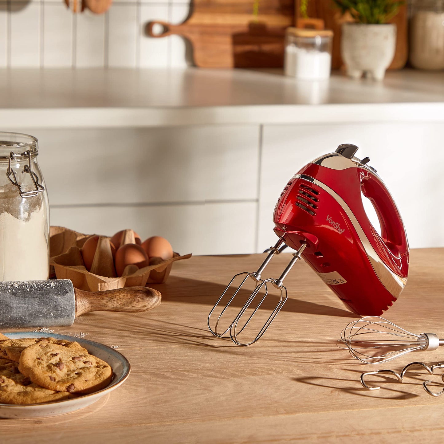 - VonShef Hand Mixer Electric Whisk – Food Mixer for Baking with 5 Speeds, 300W