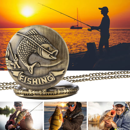 - Keller & Weber Vintage Fishing Pocket Watches for Men | FOB Pocket Watch with Chain -