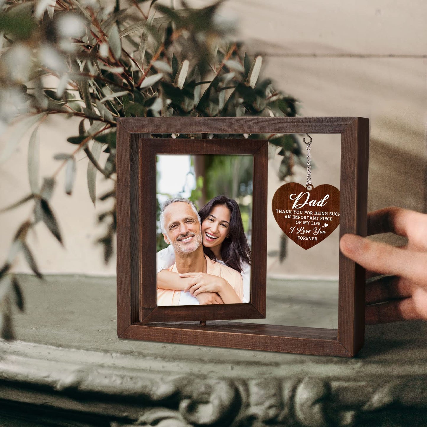 Dad Birthday Gifts - 4x6 Rotating Picture Frame, Photo Frame Gifts for Dad from Daughter, Dad Birthday Gifts Presents from Son, Christmas Father's Day Thanksgiving Gifts for Dad Daddy Father