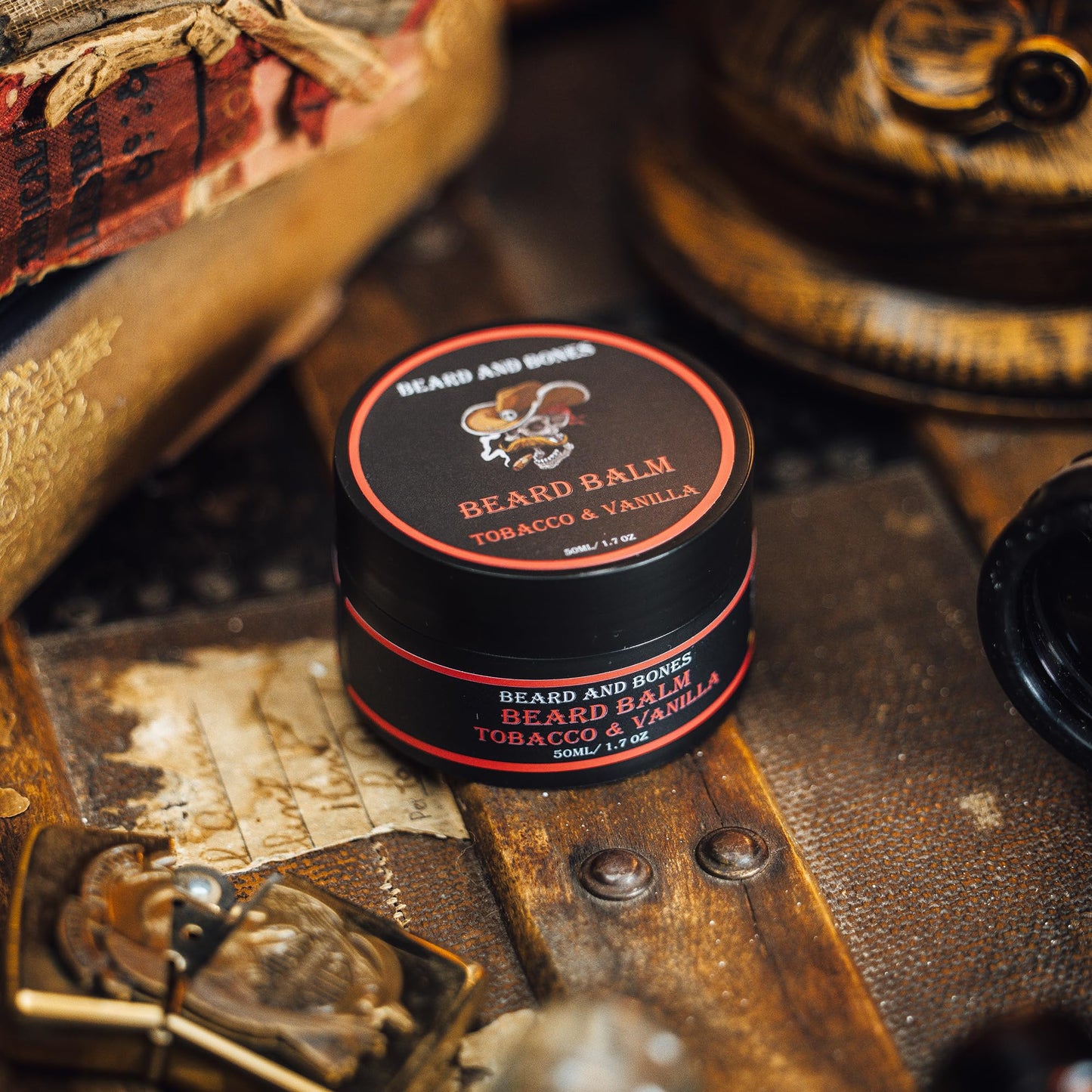 50ml Beard Balm For Men - Beard and Bones | Shea Butter, Jojoba Oil, Almond Oil | | Choice of 6 Scents (Tobacco & Vanilla)