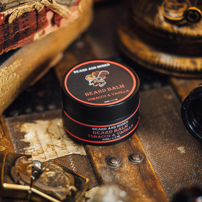 50ml Beard Balm For Men - Beard and Bones | Shea Butter, Jojoba Oil, Almond Oil | | Choice of 6 Scents (Tobacco & Vanilla)