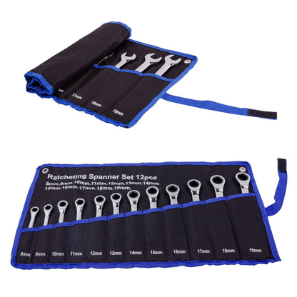- Qnkaa Ratchet Spanner Set | Combination Wrench 12 Piece | Metric Sizes from 8mm to 19mm -