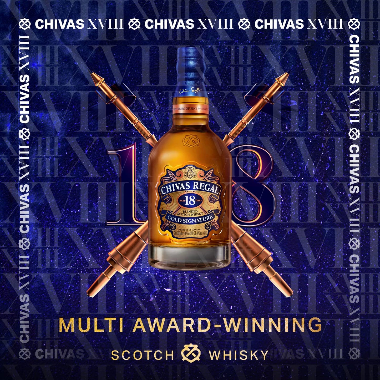 Chivas Regal 18 Year Old Blended Scotch Whisky, Gold Signature, 70 cl