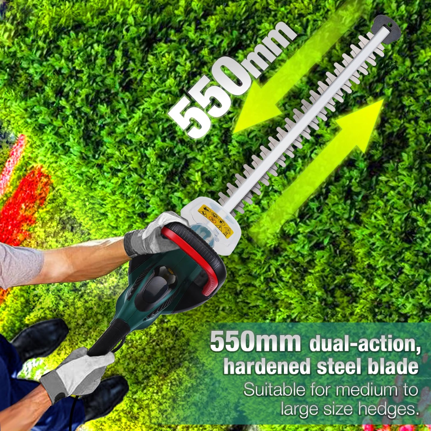- POSENPRO 600W Corded Electric Hedge Trimmer Pruner | 550mm Electric Hedge Cutter -