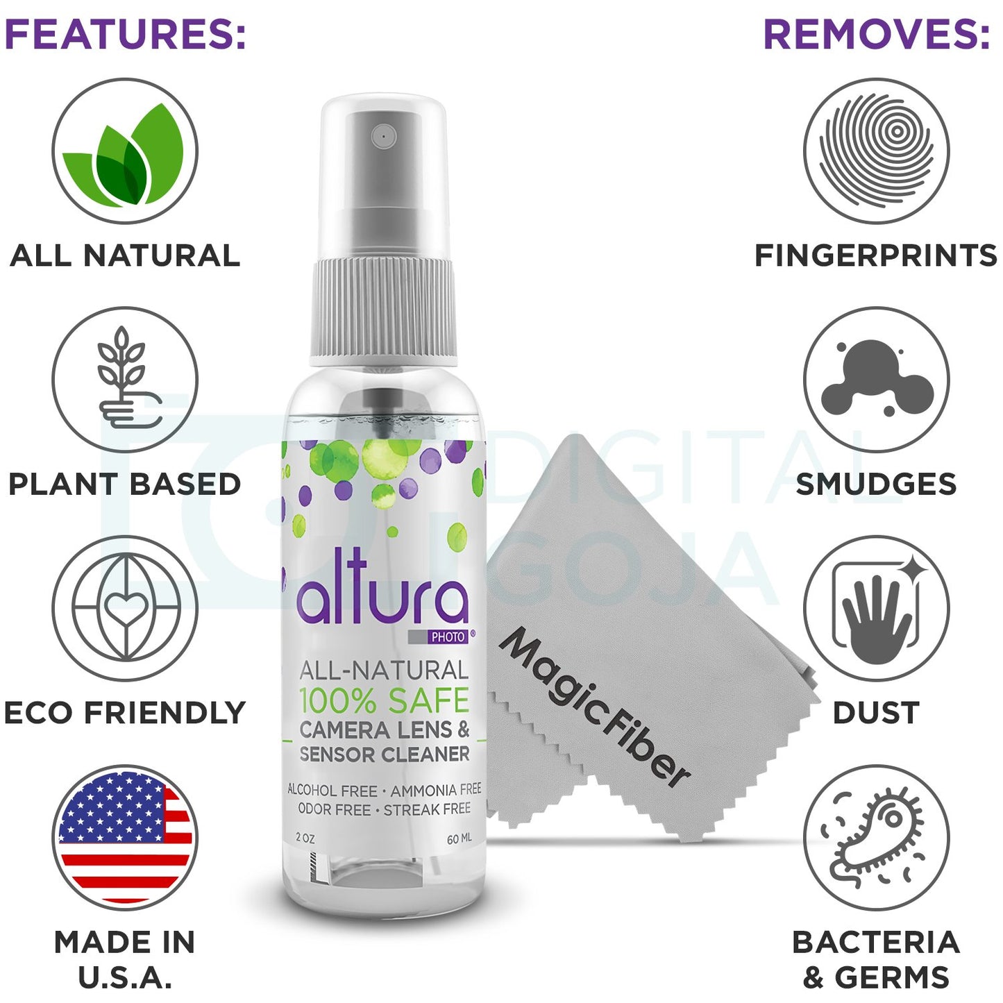 Altura Photo Professional Cleaning Kit for DSLR Cameras and Sensitive Electronics Bundle with Altura Photo 2oz All Natural Cleaning Solution