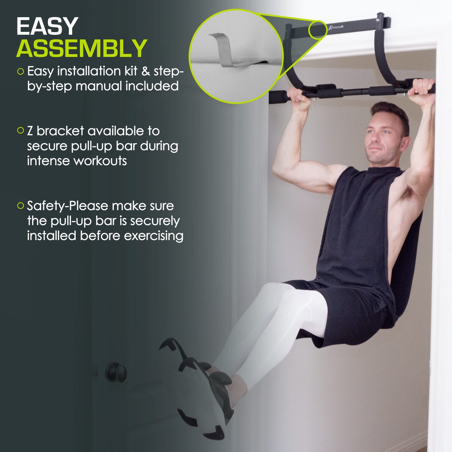 - ProsourceFit Multi-Grip Lite Pull Up/Chin Up Bar | Heavy Duty | For Home Gyms 24”-32” -