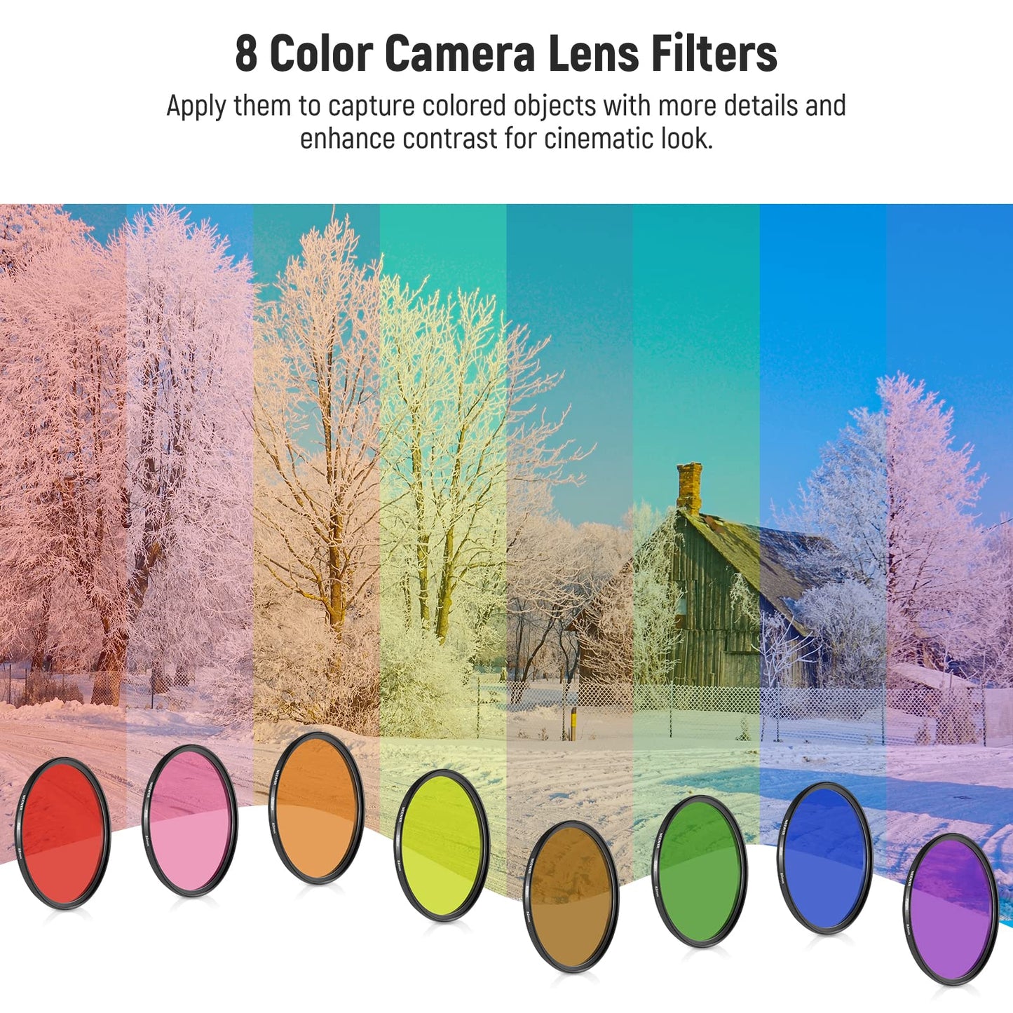 - Neewer 9PCS Full Color Lens Filter Set | 58mm Resin Lens Filters -