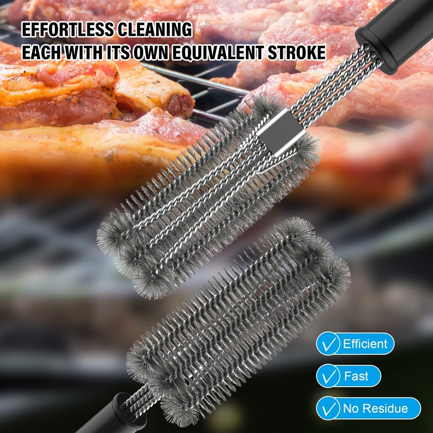 BBQ Brush 45cm Heavy Duty Grill Brush Long Handle BBQ Cleaning Kit for BBQ Grill