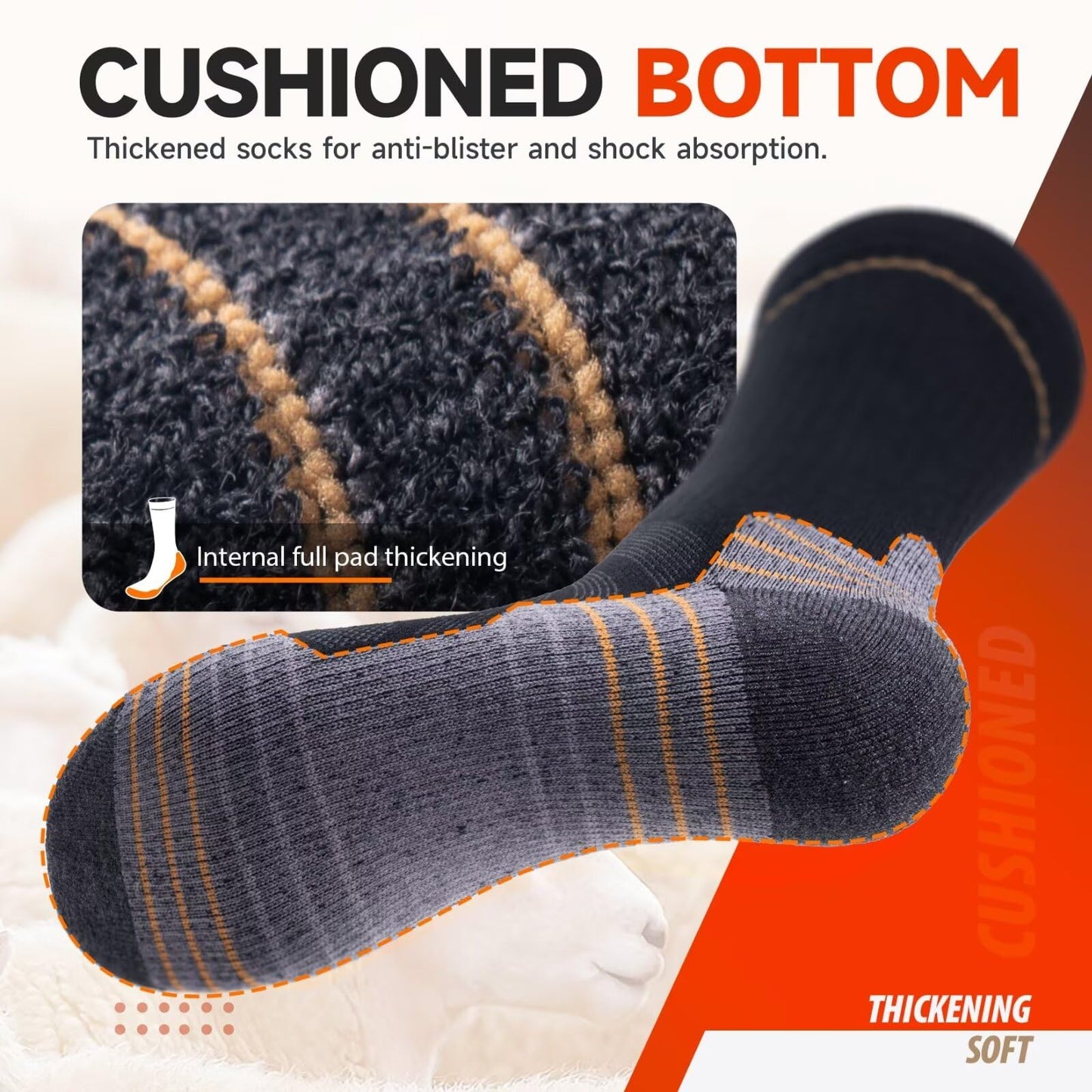 Alaplus Mens Socks Merino Wool Walking Socks for Men Women, Professional Athletic Socks for Hiking Running Trainer Work Skiing and Outdoor Sports - 3 Pairs