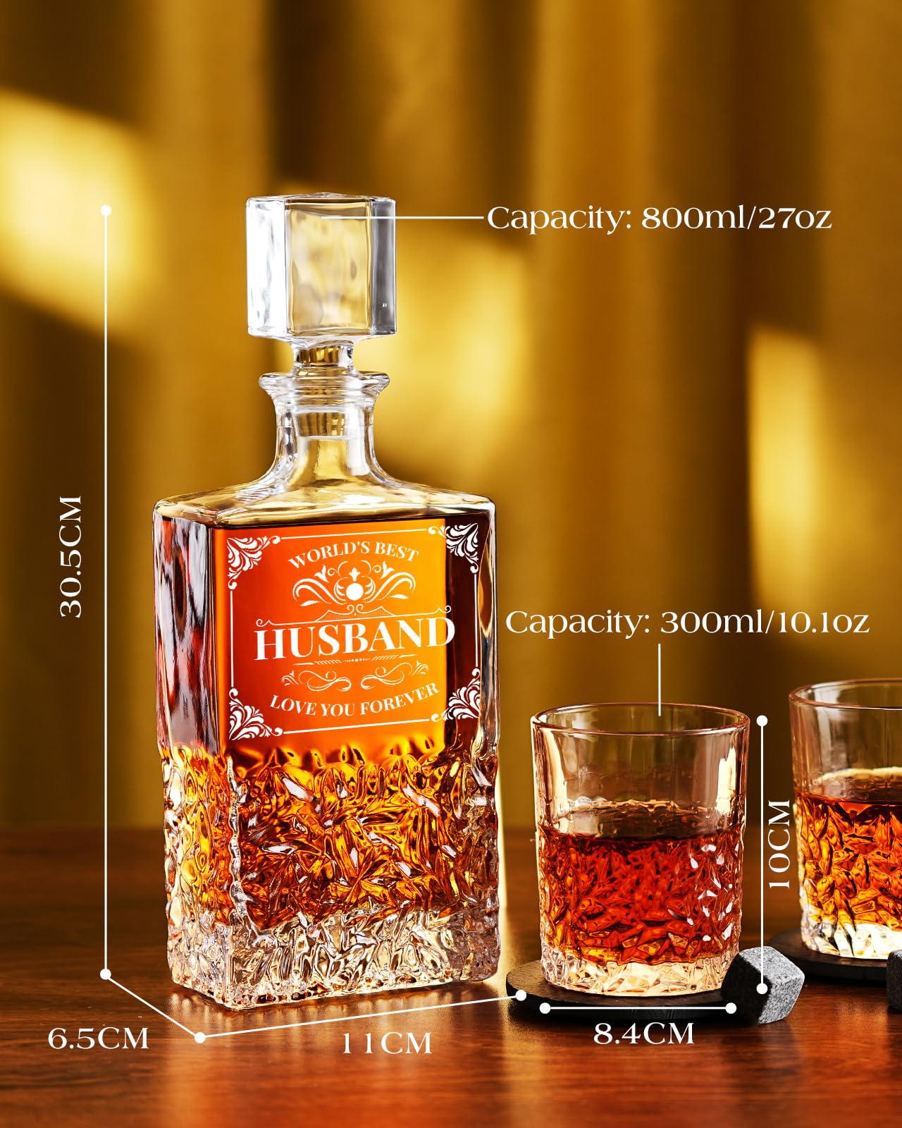 - Gift for Husband From Wife | Kollea Whiskey Decanter Set With Glasses & Whiskey Stones -