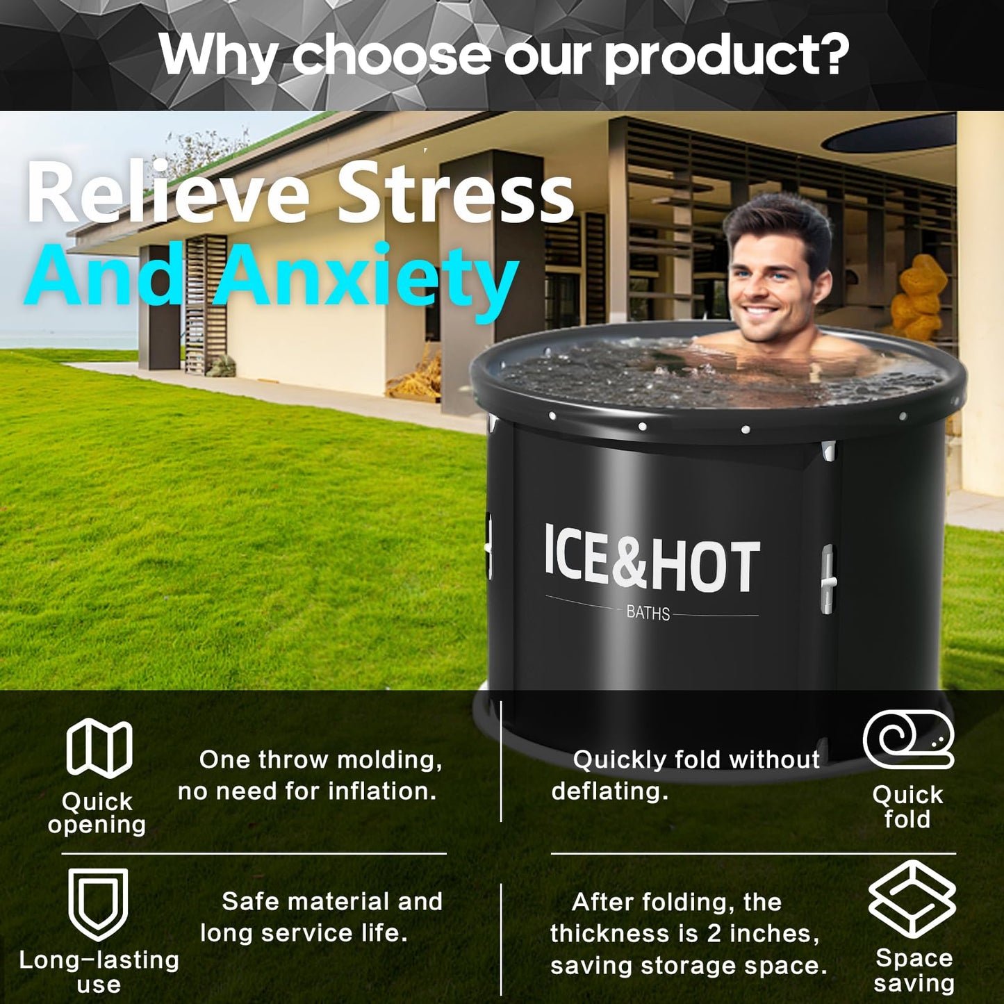 - Portable Foldable Bathtub for Adults | Soaking Bathtub for Cold Water Therapy Training -