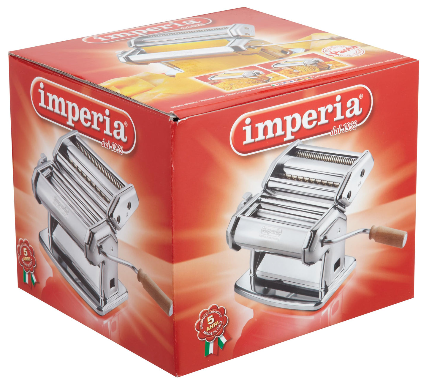 - Imperia Italian Double Cutter Pasta Machine | Homemade Pasta Maker with Detachable Wooden Handle | Adjustable Dial with Six Thickness Settings -