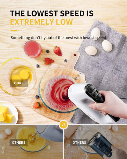 - SHARDOR Hand Mixer | Electric Whisk | Anti-Splash Hand Whisk | 6 Speeds with Turbo Button |Storage Case | 400W -