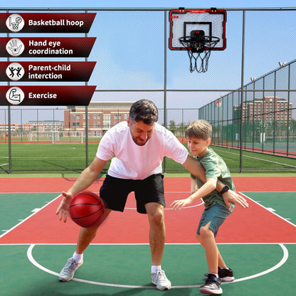 AmyBenton Basketball Hoop for Kids, Mini Basketball Hoop for Toddler Indoor Outdoor, Wall Mounted Basketball Hoop with Automatic Scoring, Basketball Hoop Back of Door for Boys and Girls age 6 7 8 9 10