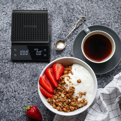 bemece Digital Coffee Scales with Timer,0.1g/3KG High Precision Kitchen Scale with Large LED Display,Waterproof Electronic Espresso coffee Weighing Scales(Type C charging cable)