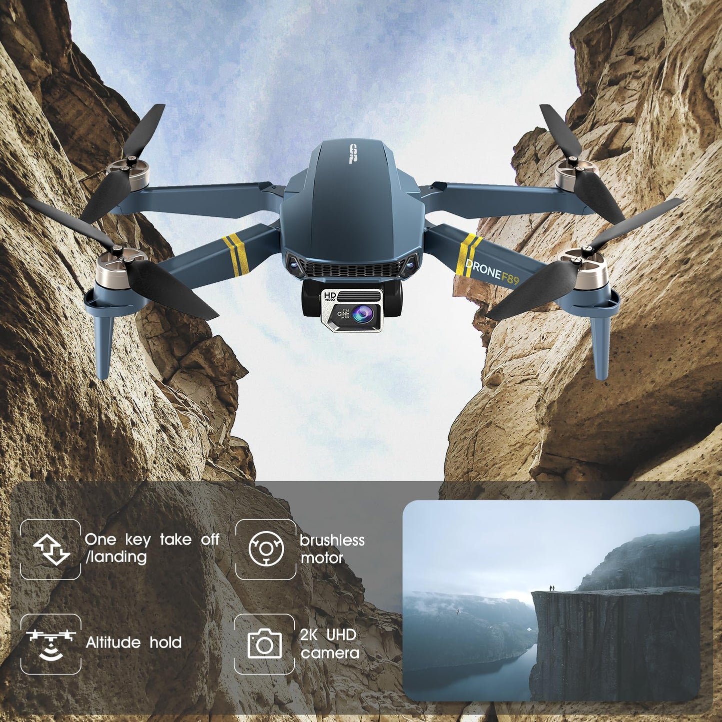 Brushless Super Endurance Foldable Quadcopter Drone for Beginners–40+ mins Flight Time, Wi-Fi FPV Drone with 120°Wide-Angle 1080P HD Camera, Follow me, Dual Cameras(2 Batteries)
