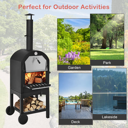 - TANGZON Outdoor Pizza Oven | Wood-fired Pizza Maker | Pizza Stone | Waterproof Cover -