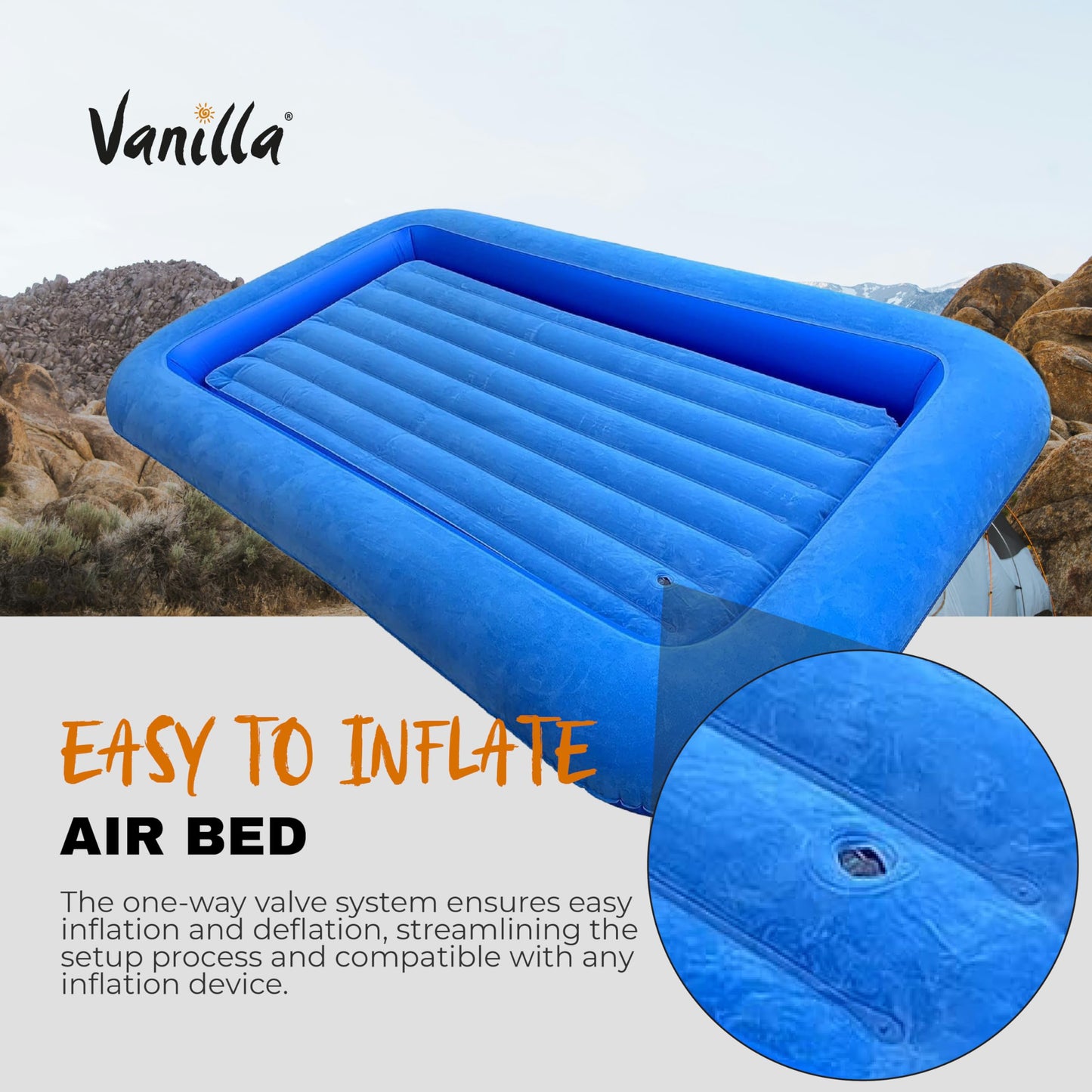 - Vanilla Leisure Kids Airbed - Portable & Inflatable Kids Travel Bed - Children's Camping Air Beds -