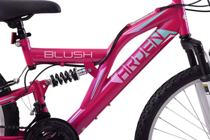 Arden Blush 24" Wheel Girls Kids Mountain Bike Full Dual Suspension 21 Speed 14" Frame Pink Age 8+
