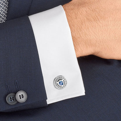 - Mr.Van Classic Cufflinks | Navy Blue Crystal Cufflinks For Men -