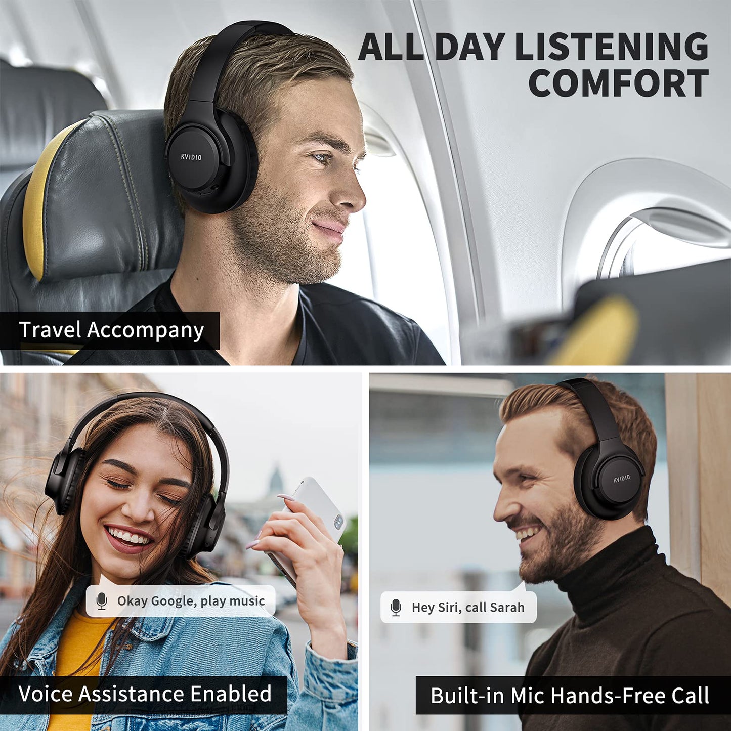 - KVIDIO Bluetooth Headphones | Over Ear | 65 Hours Playtime Wireless Headphones -