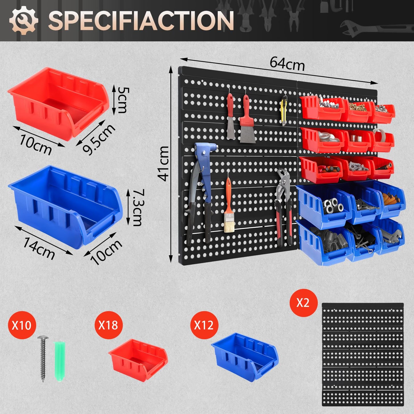- Holdfiturn 30Pcs Wall Mounted Storage Bins | Backboard DIY Stackable Workshop Storage -