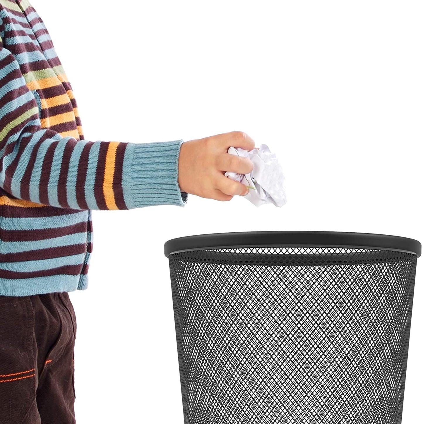 - Zuvo Mesh WasteBasket Black Metal Wire Garbage Trash Can For Office