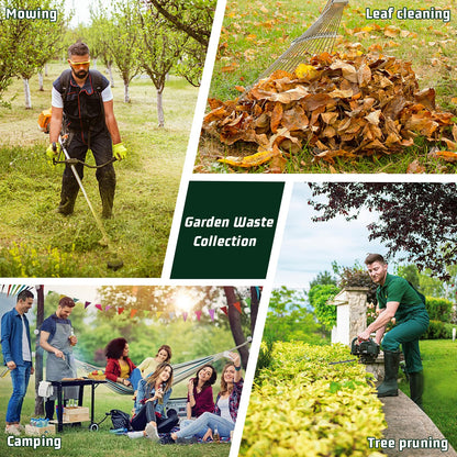 3 Sacks Garden Waste Bags Heavy Duty, Green Garden Waste Sacks Reusable, Industrial Fabric and Handles, Garden Refuse Rubbish Bag, Ideal for Collecting Plant waste grass and Leaves (500L*300L*120L)