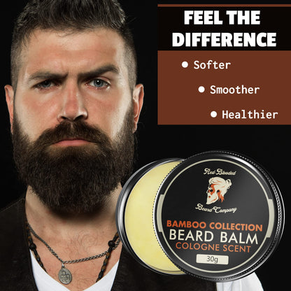 - Red-Blooded Beard Balm For Men  | Cologne Scent With Organic Jojoba Oil -