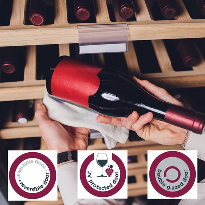 Cookology CWC600SS Freestanding Undercounter Fridge Cabinet 60cm Wine Cooler, 54 Bottle, 135 Litre Capacity, with Digital Temperature Control and Reversible Door - in Stainless Steel
