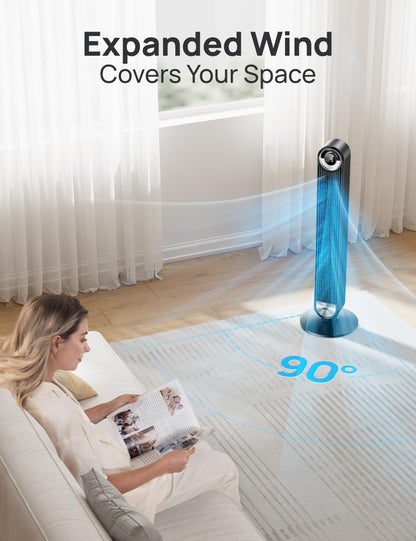 - Dreo 25dB Smart Silent Tower Fan | Upgrated DC 9 Speeds Utral-Quiet Floor Fan | 90° Oscillating Bladeless Cooling Fan | 4 Modes 12H Timer | Remote Control -