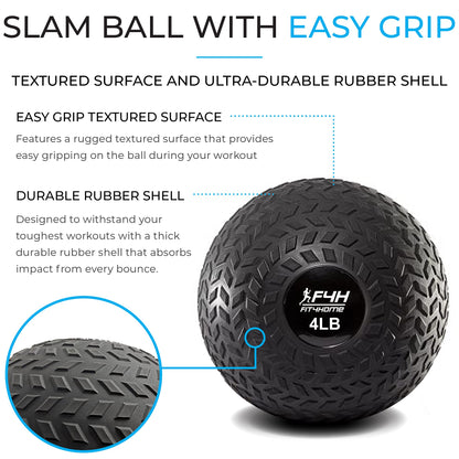 - FIT4HOME Grip Medicine Ball | Weighted Power Slam Balls | No Bounce | 1.8kg 3.6kg 5.4kg 9kg -