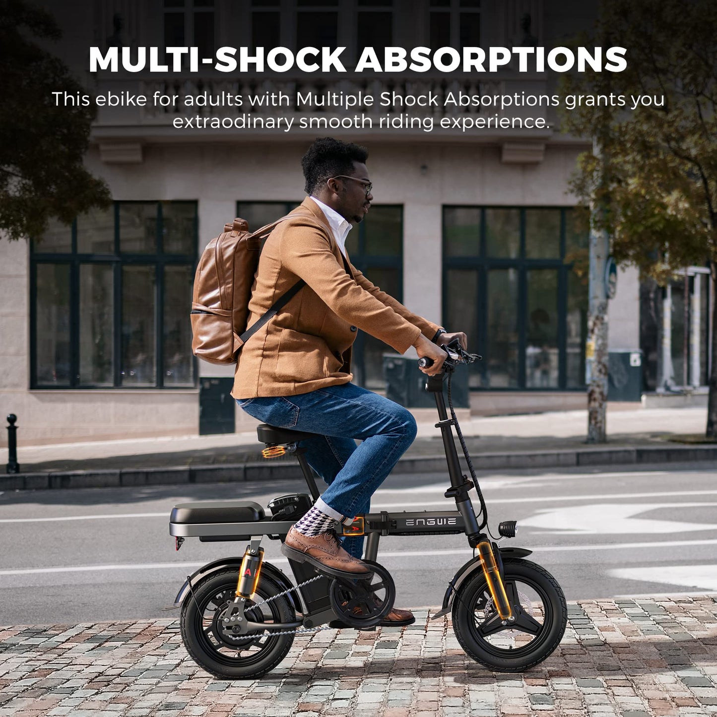 - ENGWE T14 Folding Electric Bike 14'' Tires Portable E-bike 48V 10Ah Removable Battery | 25 km/h Speed for Range of 30-70 km -