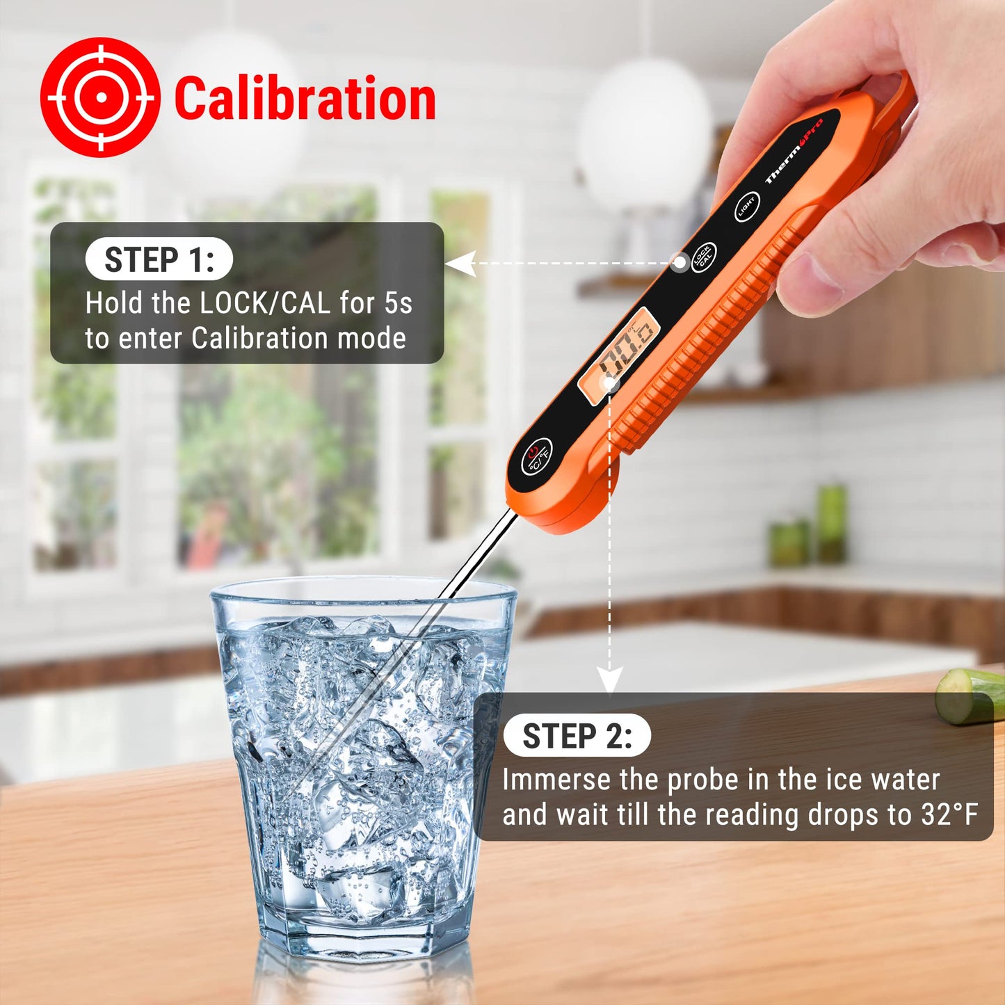 - ThermoPro TP03H Meat Thermometers | Foldable Food Temperature Probe | IPX6 Waterproof Food Thermometer -