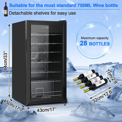 - Display4top 28 Bottles Wine Fridge | Wine Cooler | Wine refrigerator | Digital Touch Screen -