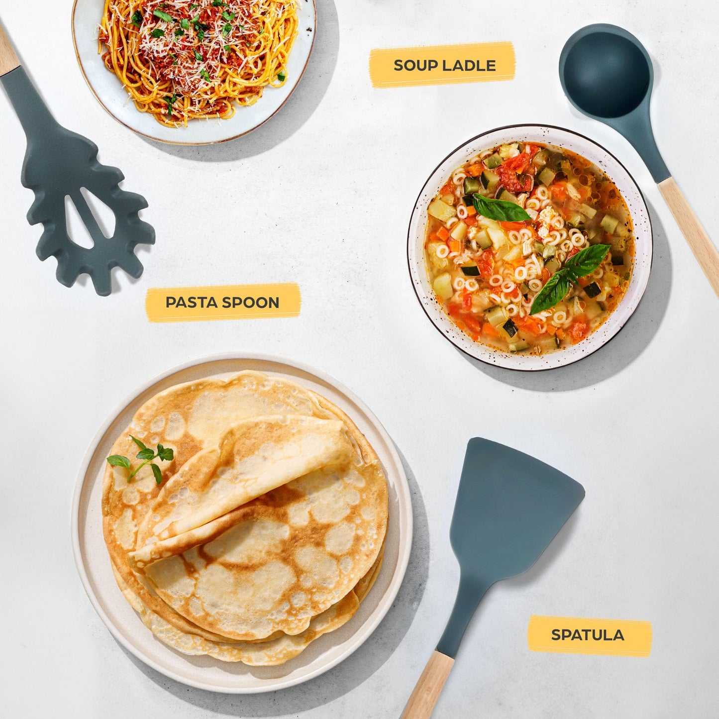 - Kitchen Utensils Set | 8 PCS Silicone Cooking Utensils Set with Heat Resistant | Nonstick Cookware Tongs Spatula Spoon Set -