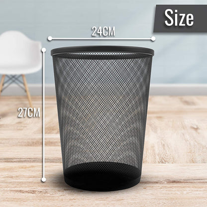 - Zuvo Mesh WasteBasket Black Metal Wire Garbage Trash Can For Office