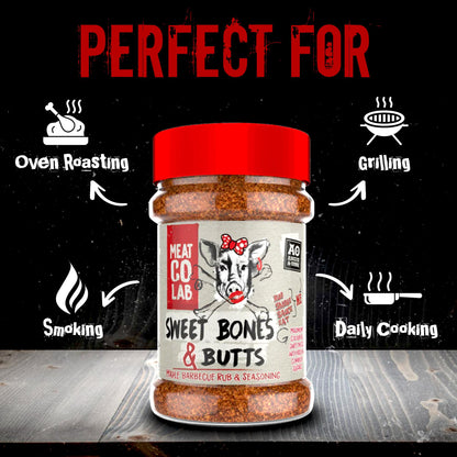 Angus & Oink | Sweet Bones & Butts | Maple BBQ Rub and Seasoning | Gluten-Free, No Preservatives | Ideal for Smoking, Grilling & Oven | 200g