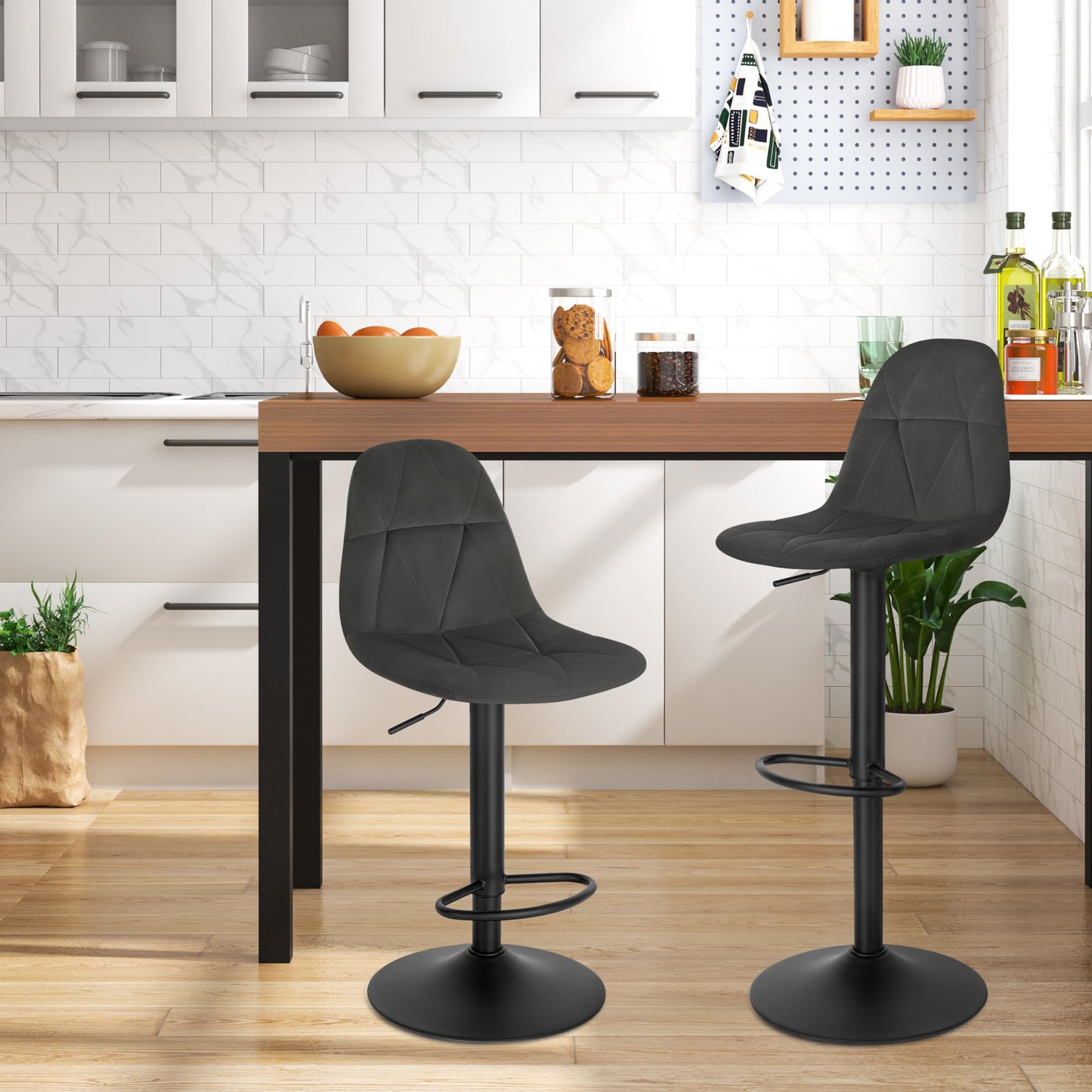 - Lestarain Bar Stool | Single Adjustable & Swivel Breakfast Kitchen Counter Pub Bar Stool -