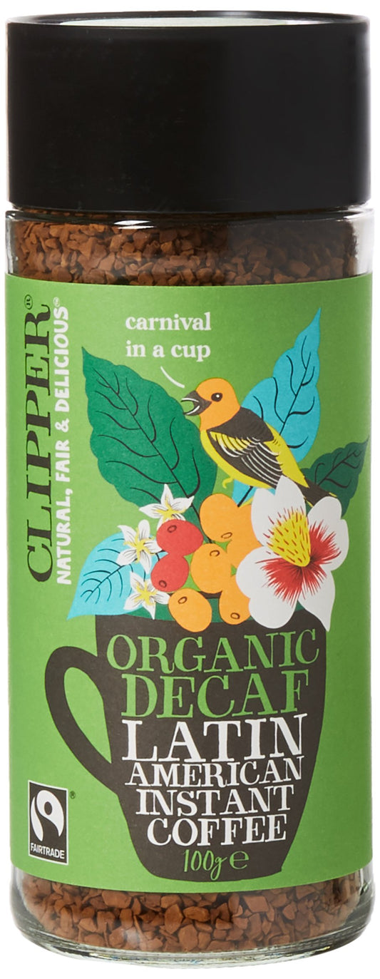 Clipper Latin American Organic Instant Decaf Coffee | 6 x 100g Jars | Bulk Buy Gourmet Decaffeinated Instant Coffee | Sustainable Fairtrade Arabica by Clipper Teas | Ethically Sourced & Eco Conscious