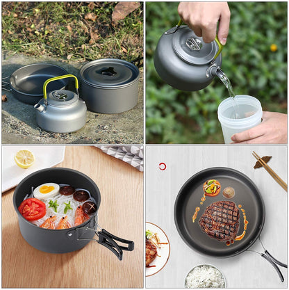 - Qtiwe 10-Piece Cookware Kit | Picnic Pots Cookware Camping Set -