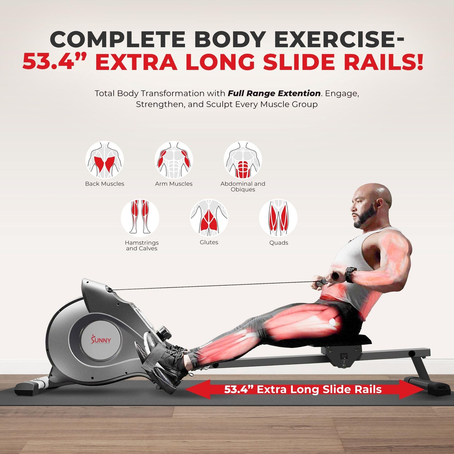 - Sunny Health and Fitness Magnetic Rowing Machine | Folding Rower with LCD Monitor -