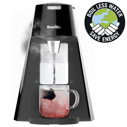 Breville HotCup Hot Water Dispenser | 1.7 Litres with 3 KW Fast Boil | Pre-set cup fill, with manual “STOP” button | Energy-efficient use | Gloss Black [VKT124]
