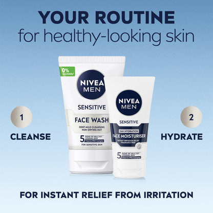 - NIVEA MEN Sensitive Face Moisturiser | (75ml) | Men's Moisturiser with 0% Alcohol -