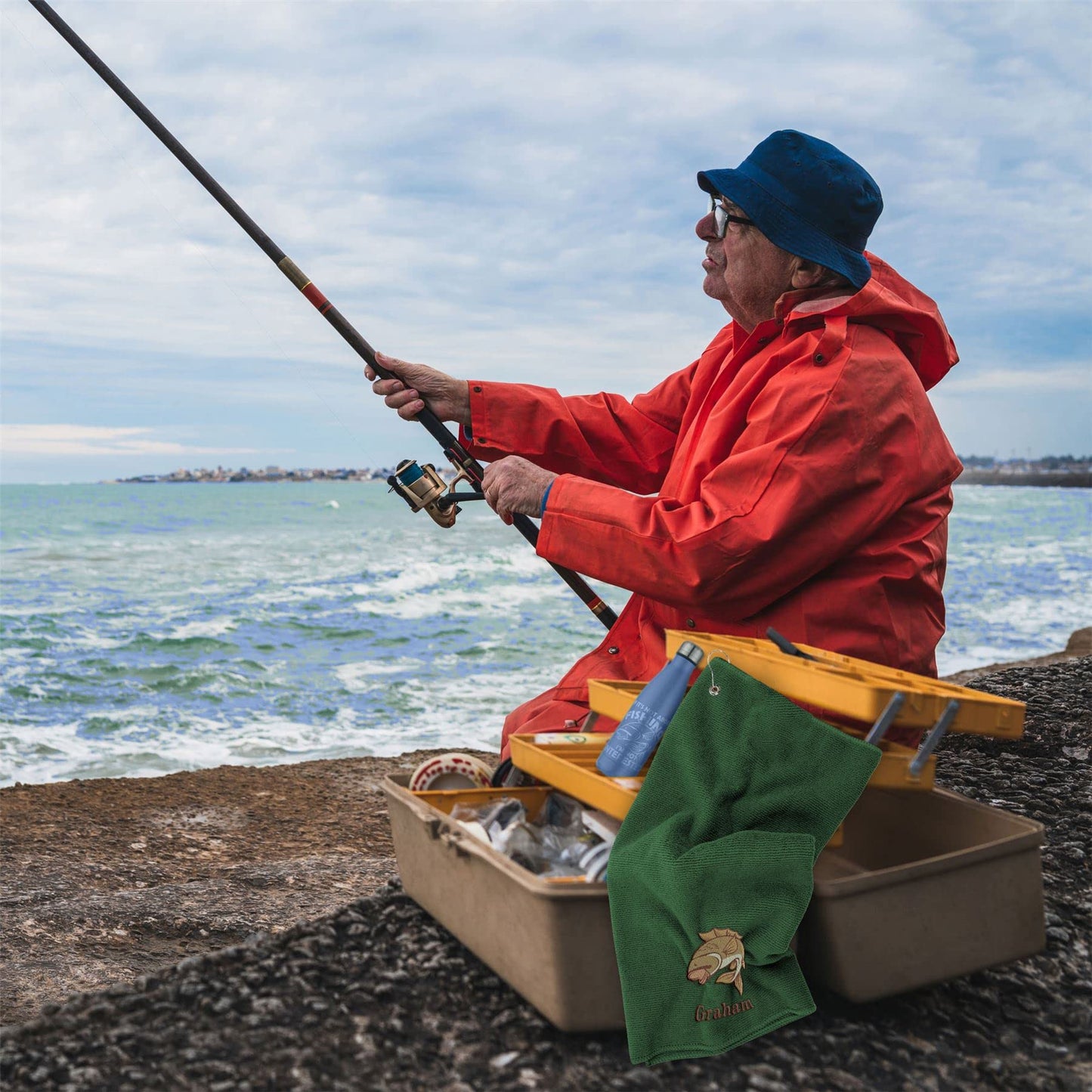 - Fishing Gifts for Men | Personalised Fishing Towel Accessories Gear | Luxury Embroidered 100% Cotton and Microfibre Towels -