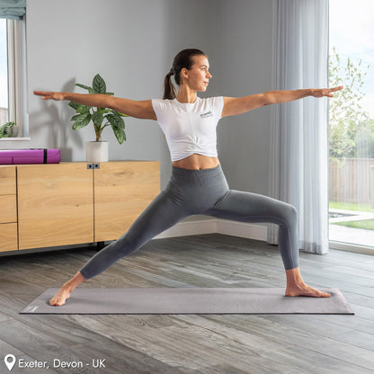 Core Balance Yoga Mat With Strap 6mm Thick Non Slip Foam For Home Exercise (Grey)