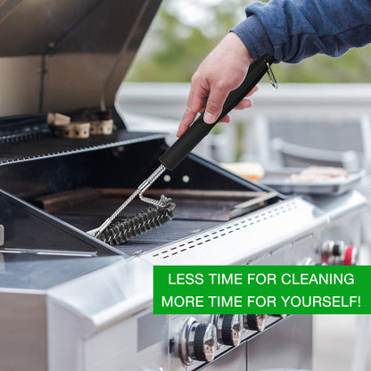 BBQ Grill Cleaning Brush & Scraper - Metal BBQ Grill Brush for Weber, Gas, Charcoal, Iron, Porcelain, All Grilling Grates - Safe Stainless Steel 18 Inch BBQ Brush with Grill Scraper (43 cm)