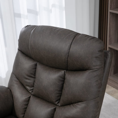 - HOMCOM Manual Recliner Chair | Overstuffed PU Leather Recliner Armchair | Footrest | Cup Holders | Side Pockets | 360° Swivel -