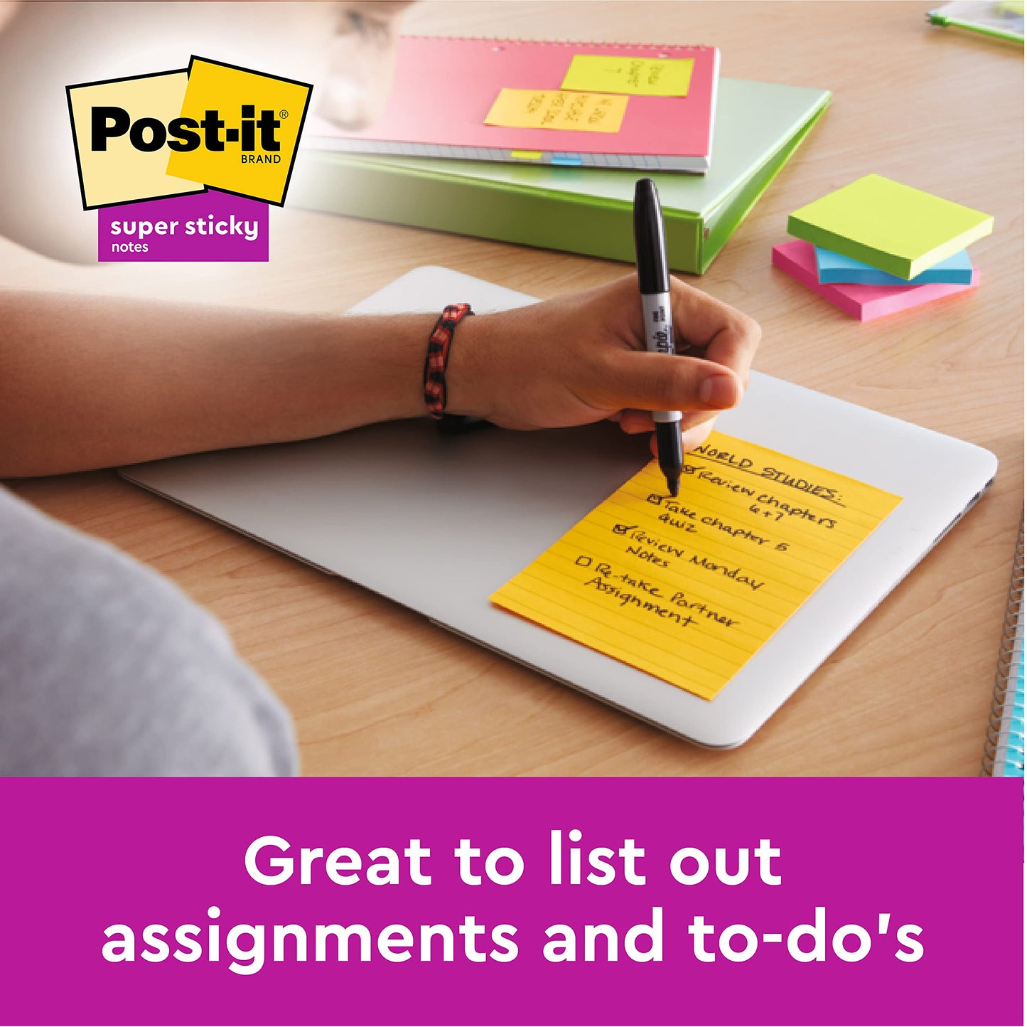 - Post-it Super Sticky Large Notes | Pack of 4 Pads | 45 Sheets per Pad -